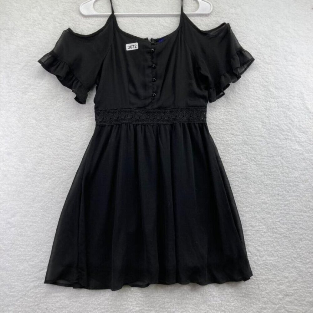 Disney Beauty‎ and the Beast Womens Dress Size Small Black Cold Shoulder Pin Up